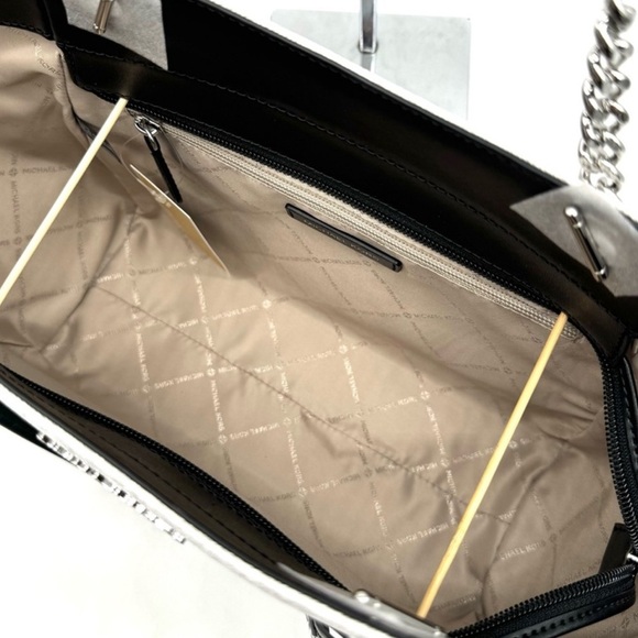 Michael Kors Large Jet Set Travel Chain Shoulder Bag Optic White Multi - Picture 10 of 11